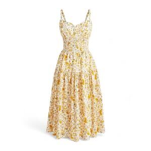 J. Crew Yellow Floral Midi Dress